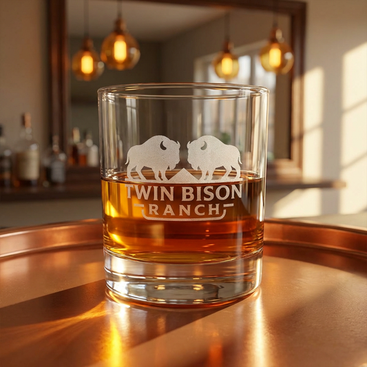 Etched Whiskey Glass 10.5oz