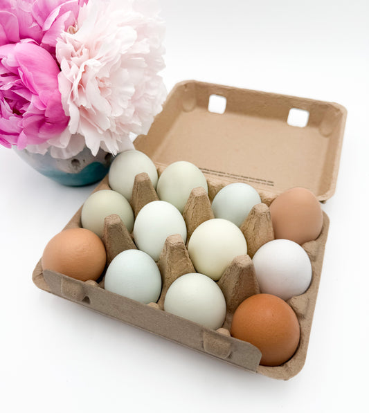 One Dozen Soy free, Organic Pastured Eggs (3 dozen minimum)