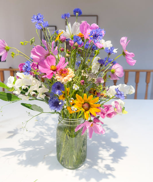 Fresh Farm Flowers in a mason Jar