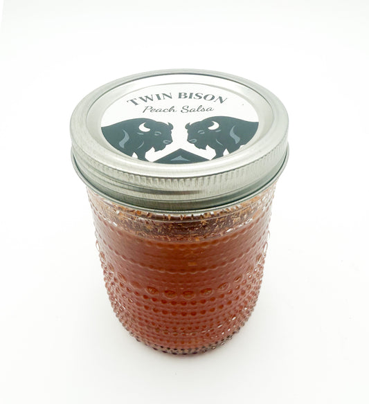 Organically produced peach salsa 16oz